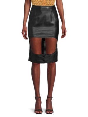 Burberry Cutout Leather Pencil Skirt on SALE 